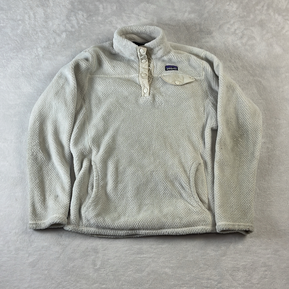 Patagonia ReTool Snap-T Girls Fleece Pullover Cream White Size XL 14-16 Polartec